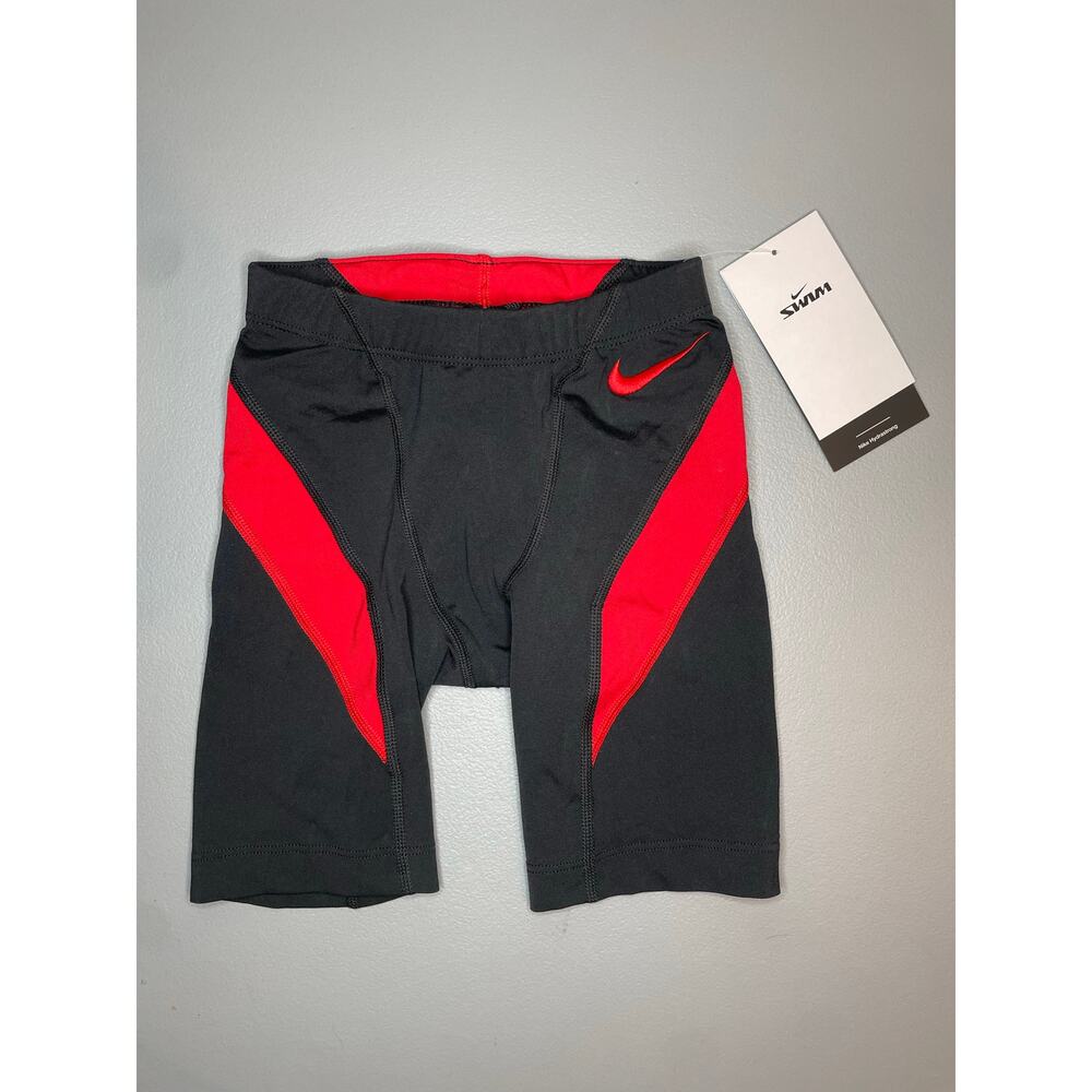 Nike Black and Red Swim Trunks Performance Design